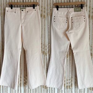 LEI Vintage Y2K 2000s Cream Low Rise Bootcut Fairy Boho Made in USA Denim Jeans